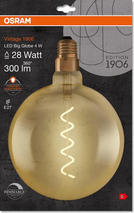 Actual product image Osram Vintage 1906 (E27, 5 W, 300 lm, 1 x, G)