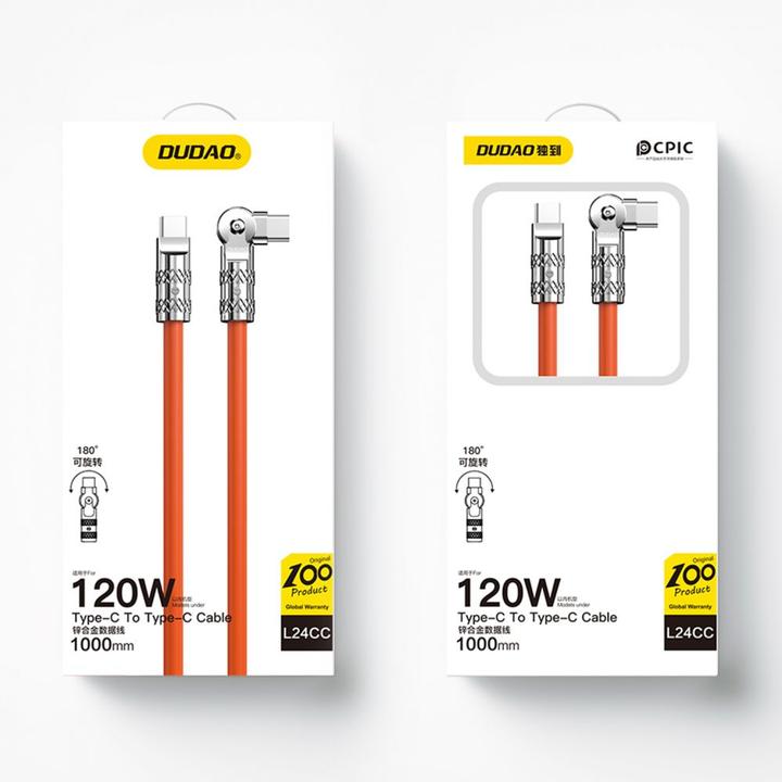 Actual product image Dudao USB Type C - USB Type C (1 m, USB 2.0, 120 W)