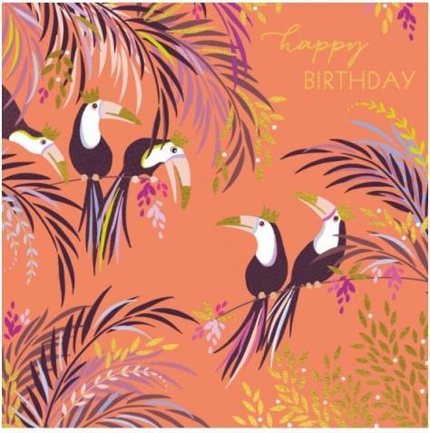 Produktbild The art file Geburtstagskarte exotische Vögel - Happy Birthday von Sara Miller (1 Stk.)