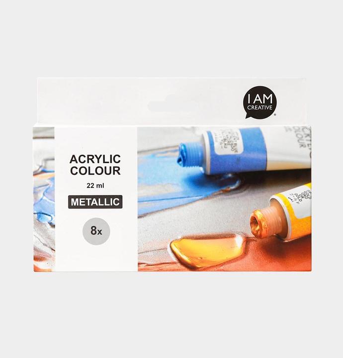 Produktbild I Am Creative Basic Acryl Set, Acrylfarben auf Wasserbasis (Bunt, Metallic, 22 ml)