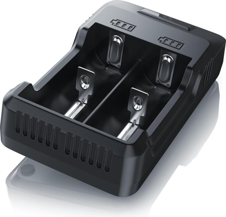 Actual product image Aplic Battery charger 2000 mA, USB battery charger with two slots for Ni-MH / Ni-Cd / Li-ion batteries (14500, 16340, 18650, 26650, C, AA, 2000 mAh, Chargers without battery)