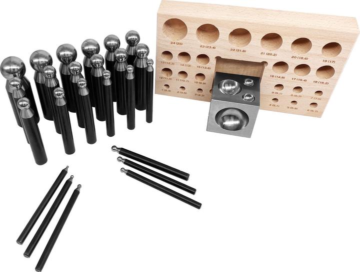 Produktbild Paulimot Kugelpunzen-Set mit Würfelanke, 25-teilig