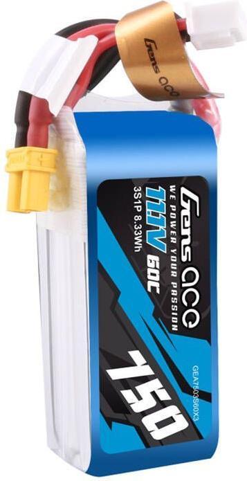 Image du produit Gens Ace 750MAH 11.1V 60C 3S1P LIPO BATTERY PACK WITH XT30 (11.10 V, 750 mAh)