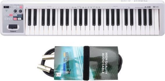 Roland A-49 -Keyboard White with MIDI cable (49 Keys)