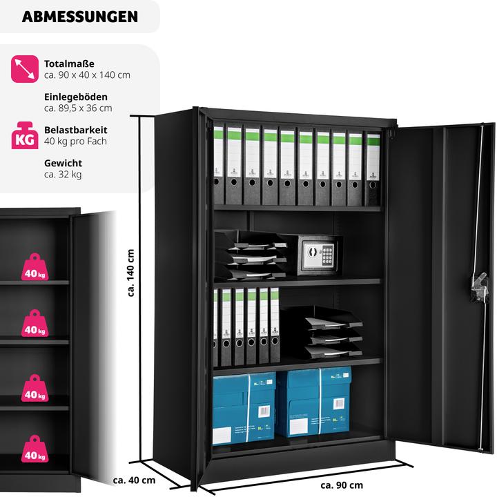 Produktbild tectake Aktenschrank (90 x 40 x 140 cm)