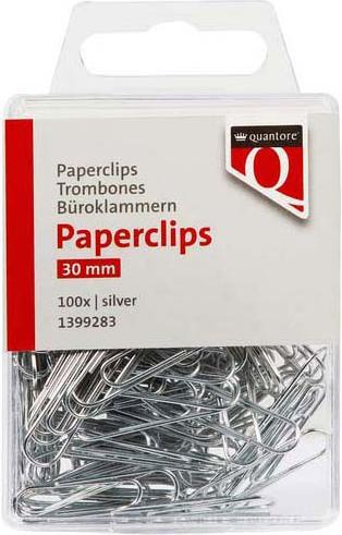 Produktbild Quantore Büroklammer 30mm Silber, 100 Stk.