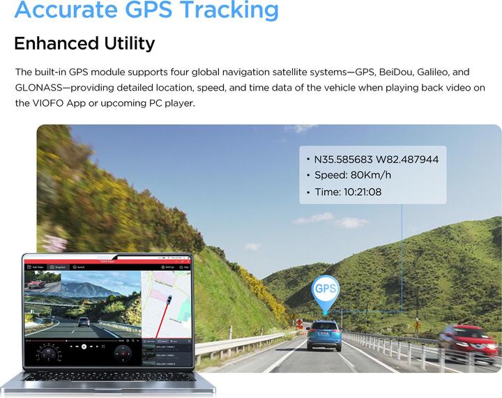 Productafbeelding Viofo A329 1CH 4K 60FPS WiFi, GPS (WiFi, GPS-ontvanger, Ingebouwde microfoon, 4K)