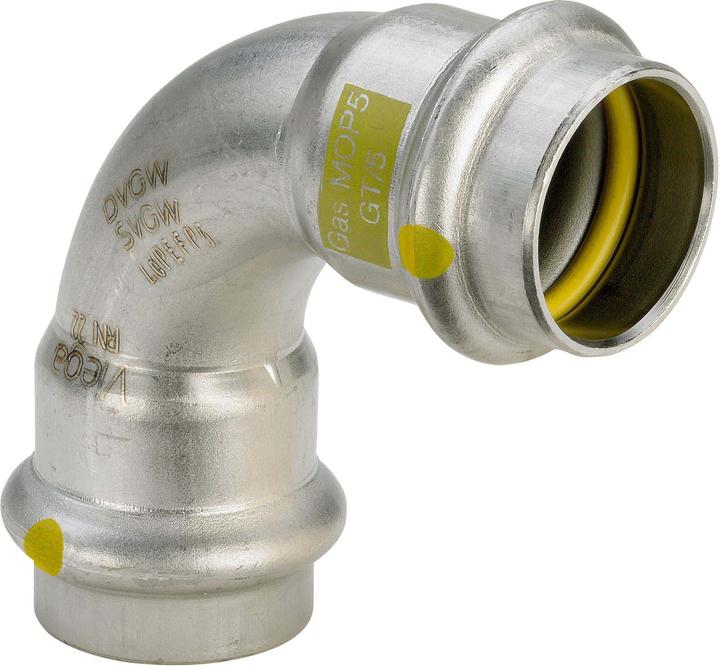 Produktbild Viega Bogen Sanpress Inox G 0216 22mm, St nichtrostend, 90Grad, SC-Contur (Pressverbindung)