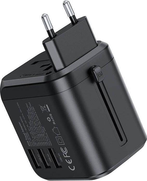 Productafbeelding Choetech Reiswandlader PD5008, 3xUSB-A, 1xUSB-C, GaN, 30W (zwart) (30 W)
