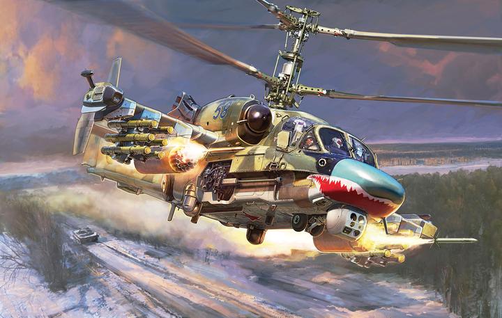Actual product image Zvezda 1:48 Reconnaissance and combat helicopter Ka-52 Alligator
