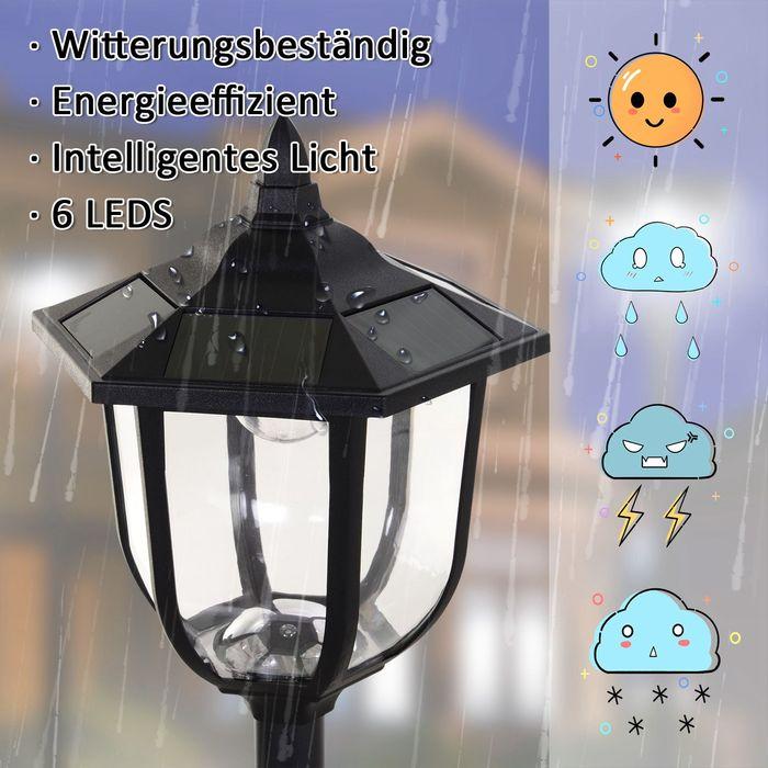 Produktbild Swisshandel24 Solar Gartenleuchte Gartenlampen Gartenlaterne Laterne 30/60 Lumen, Kunststoff, Schwarz Ø26,5 x 177 (60 lm, IP44)