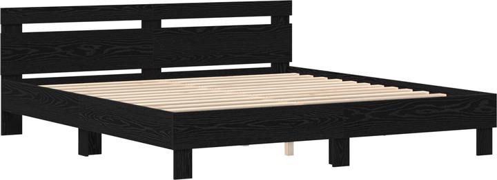 Produktbild VidaXL Eichen Bettgestell Schwarz Eiche Massivholz Eiche 180 x 200 cm (180 x 200 cm)