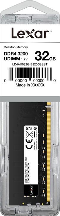 Produktbild Lexar 32GB DDR4 3200 MT/s UDIMM 288pin CL19 (1 x 32GB, 3200 MHz, DDR4-RAM, U-DIMM)