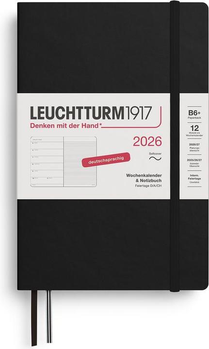 Wochenkalender & Notizbuch Paperback B6+ schwarz 2026 (13 x 19 cm, Deutsch)