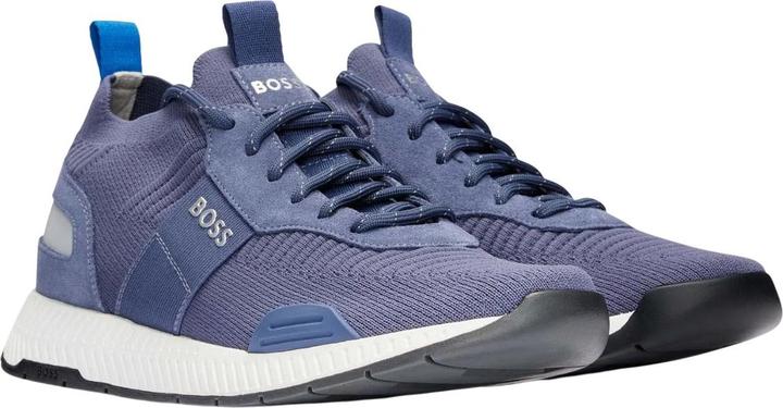 Actual product image BOSS Mens Titanium Suede Panel Running Trainers (39.5)