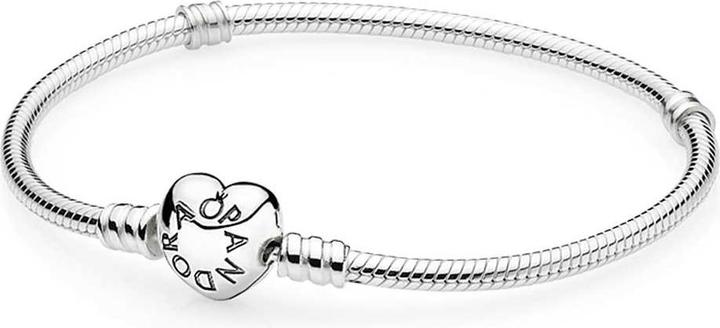 Pandora Bracciale con chiusura a cuore (17 cm, Argento)