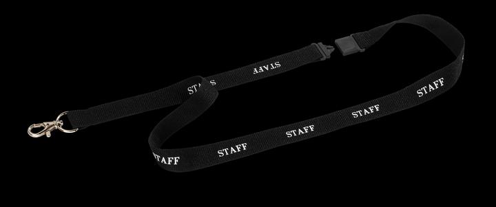 Actual product image Durable STAFF fabric strap, with snap hook, pack of 20, black.