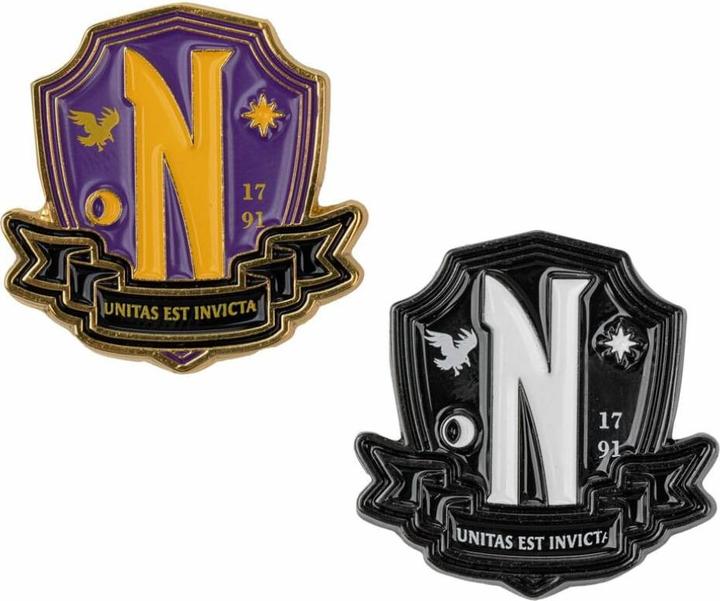 Produktbild Cinereplicas Wednesday Ansteck-Pins 2er-Pack Nevermore Academy