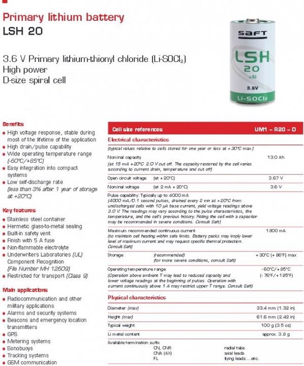 Actual product image Saft Batterie LSH 20 L, Primary LSH20 (1 pcs., D, 13000 mAh)