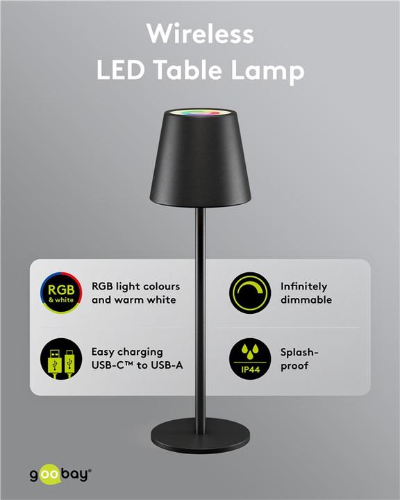 Produktbild Goobay Kabellose LED-Tischleuchte (150 lm)