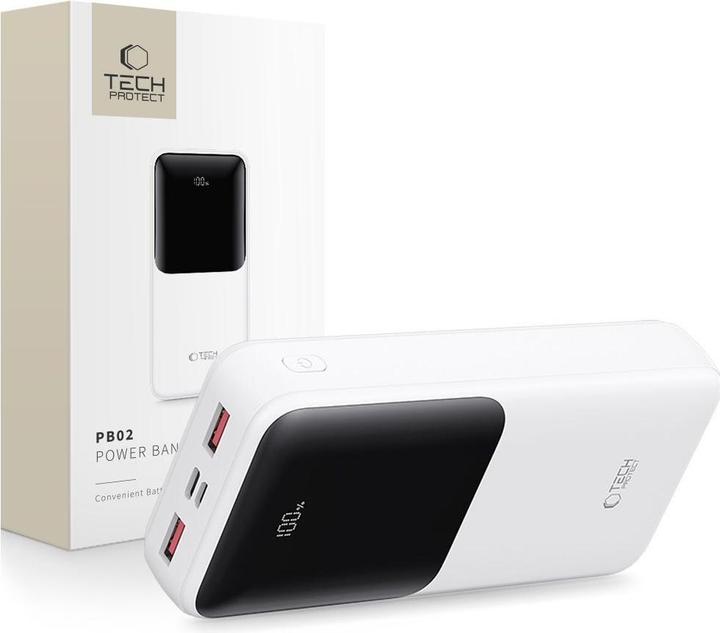 Actual product image Tech-Protect Powerbank PB02 20000mAh 22.5W - white (20000 mAh, 22.50 W)
