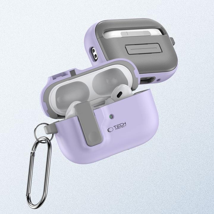 Actual product image Tech-Protect SLIM HOOK Apple AIRPODS PRO 1 / 2 LAVENDER (Headphone bag)