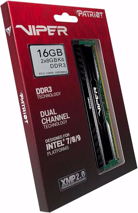 Image du produit Patriot Vipère 3 Mamba noire (2 x 8GB, 1600 MHz, RAM DDR3, DIMM)