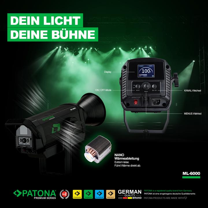 Produktbild Patona Premium LED professionelles Fotolicht Videolicht LED 600W COB ML-6000 inkl. Tragetasche
