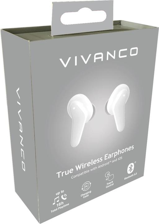 Image du produit Vivanco Fresh Pair Casque sans fil intra-auriculaire appels/musique Bluetooth blanc (12 h, Sans fil)