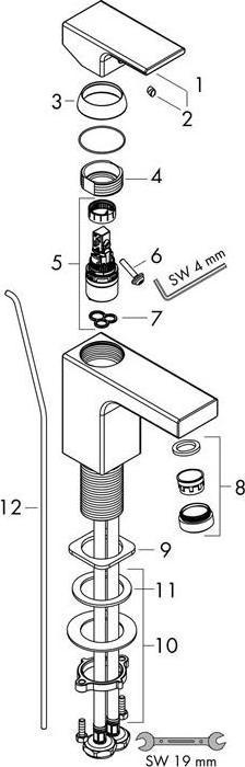 Produktbild hansgrohe HG EH-WT-MI VERNIS Shape 100 m Zugstangen-Ablaufgarnitur 1 1/4Zoll ch