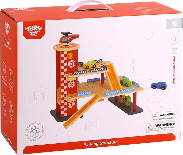Actual product image Tooky Toy Wooden car park TL698, 22-pcs.
