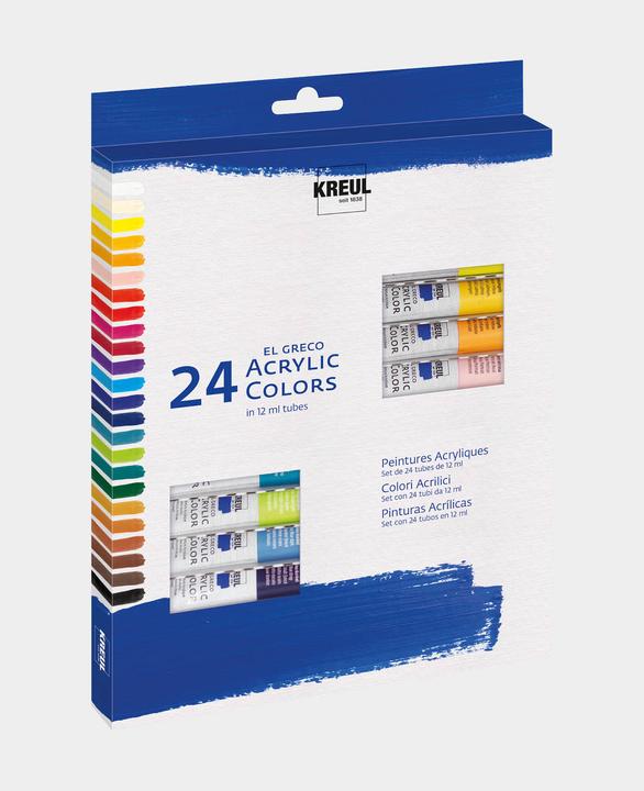 Immagine prodotto Kreul El Greco (Avorio, Vero limone giallo, Vaniglia, Ritratto rosa, Bianco di titanio, Blu oltremare, Luci Ocra, Siena Natura, Magenta, Giallo indiano, Ossido di cromo verde, Rosso malva, carminio, Blu turchese scuro, Giallo di cadmio chiaro, 288000000 ml)