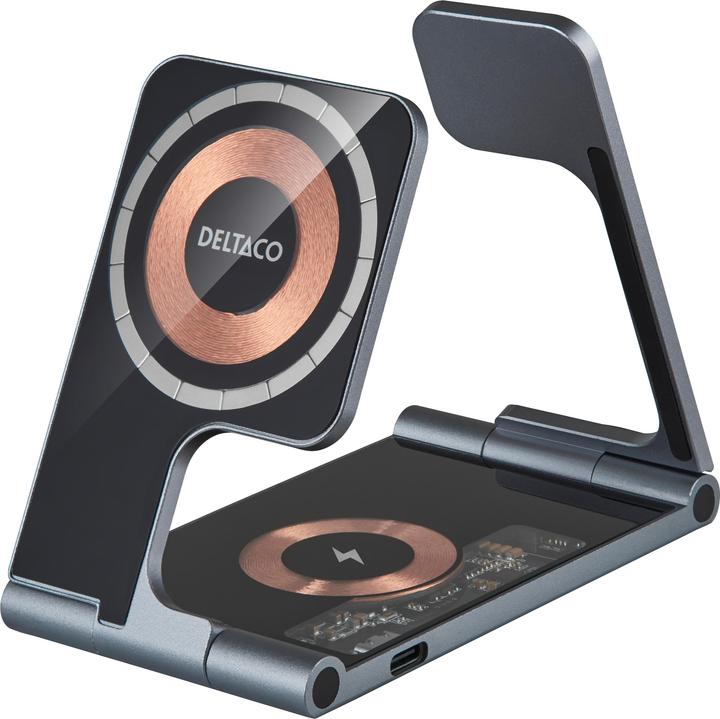 Deltaco 3-in-1 wireless charger 18W faltbar (18 W)