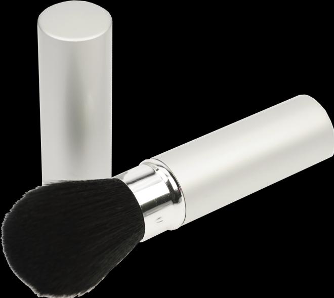 Immagine prodotto Pennello per fard, argento, retrattile, manico in metallo, capelli naturali, lunghezza 12 cm, Ø 2,3 (Fard)