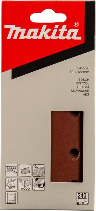 Produktbild Makita Zubehör P-42226 Schleifblatt 80x133 mm Körnung 240 ROT 10 Stk. (240)