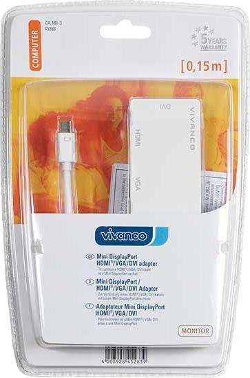 Immagine prodotto Vivanco Adattatore Mini DisplayPort - HDMI, DVI, VGA (Mini DP, 10 cm)