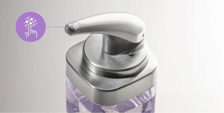 Actual product image Simplehuman Soap dispenser with caddy 650 ml, silver/transparent