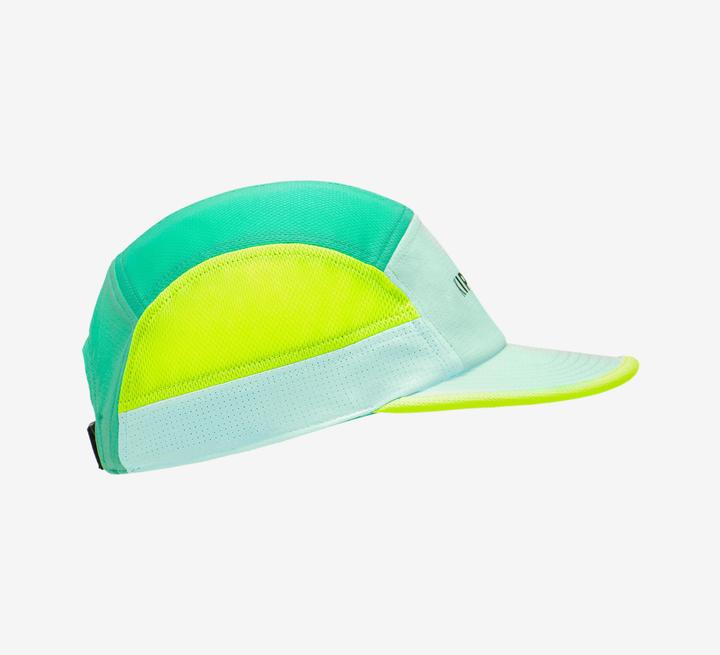 Immagine prodotto Kiprun Cappello da corsa con cappuccio a punta unisex a 5 pannelli - turchese/giallo
