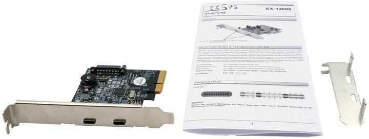 Actual product image Exsys GmbH 2 Port USB 3.2 Gen2 PCIe (x4) Card with 2x C™ Connector (Asmedia)