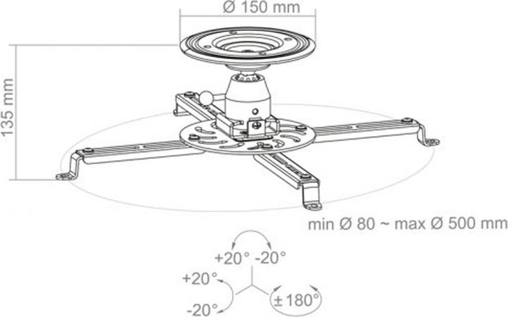 Immagine prodotto Hagor Beamfix II Supporto per proiettore a soffitto in acciaio inossidabile (Soffitto)
