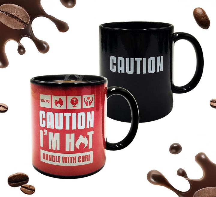 Produktbild Mad Monkey Tasse "Caution I am Hot" - mit Farbwechsel (300 ml, 1 x)
