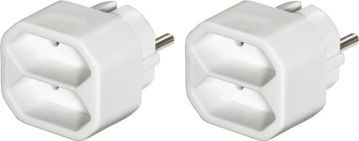 Hama Adattatore per presa di corrente 2-fold, 2x presa Euro, confezione doppia, bianco (2 x)