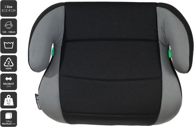 Actual product image BabyGo - Sitzerhöhung BOOSTER i-Size - schwarz/grau (Booster seat, ECE R129/i-Size Standard)
