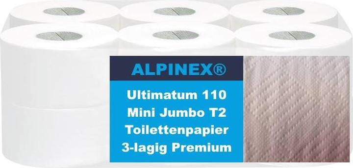 Produktbild Alpine Professional Ultimatum Mini Jumbo Toilettenpapier 3-lag Ø19 cm 110m 100% Zellstoff (1000 x)