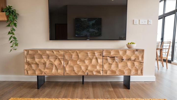 Produktbild FineBuy TV Schrank Lowboard 160 cm Holz Massiv Fernsehkommode Fernsehschrank