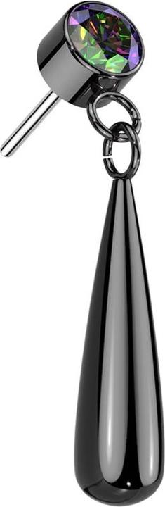 Actual product image Star Piercing Threadless Zylinder schwarz Kristall dunkel multicolor Anhänger Tropfen schwarz (Titanium)