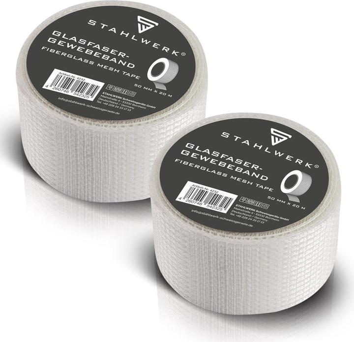 Produktbild Stahlwerk Glasfaser-Gewebeband 2er Set 20 m x 50 mm, selbstklebend (50 mm)