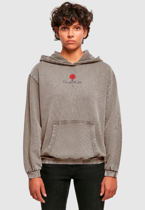 Immagine prodotto Merchcode Donna Frida Kahlo - Felpa con cappuccio oversize con logo rosa lavata con acido - 178043 (M)