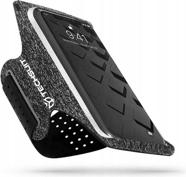 Actual product image Techsuit - Sports Armband (TH10) - with Velcro, for Phones, max 6.5" - Gray / White
