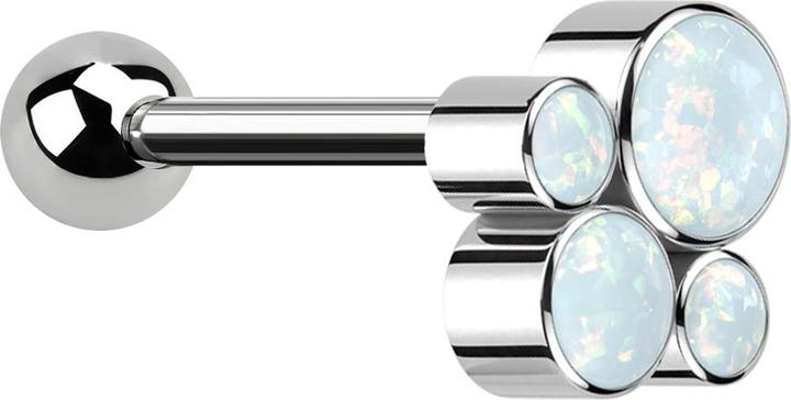 Star Piercing Micro Barbell Innengewinde silber mit Kugel und vier Opale weiss (Titan G23, ohne Messing)